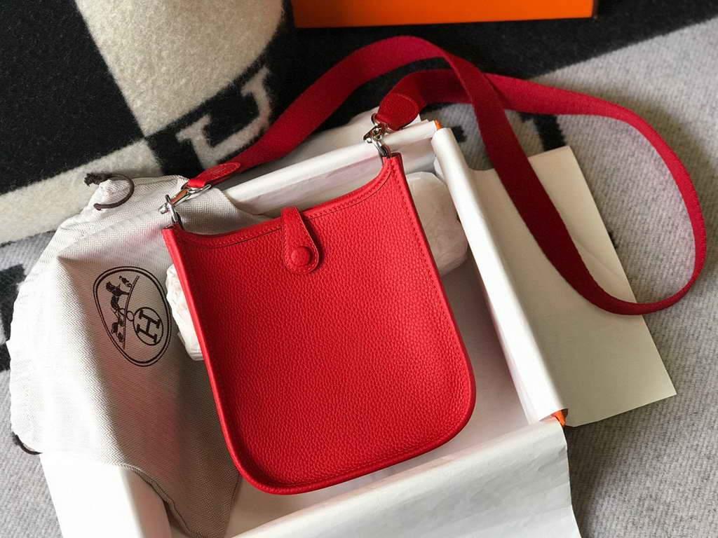 Hermes Evelyne Bag Hermes Mini Crossbody Bag 20411 Silver Buckle Dark Red