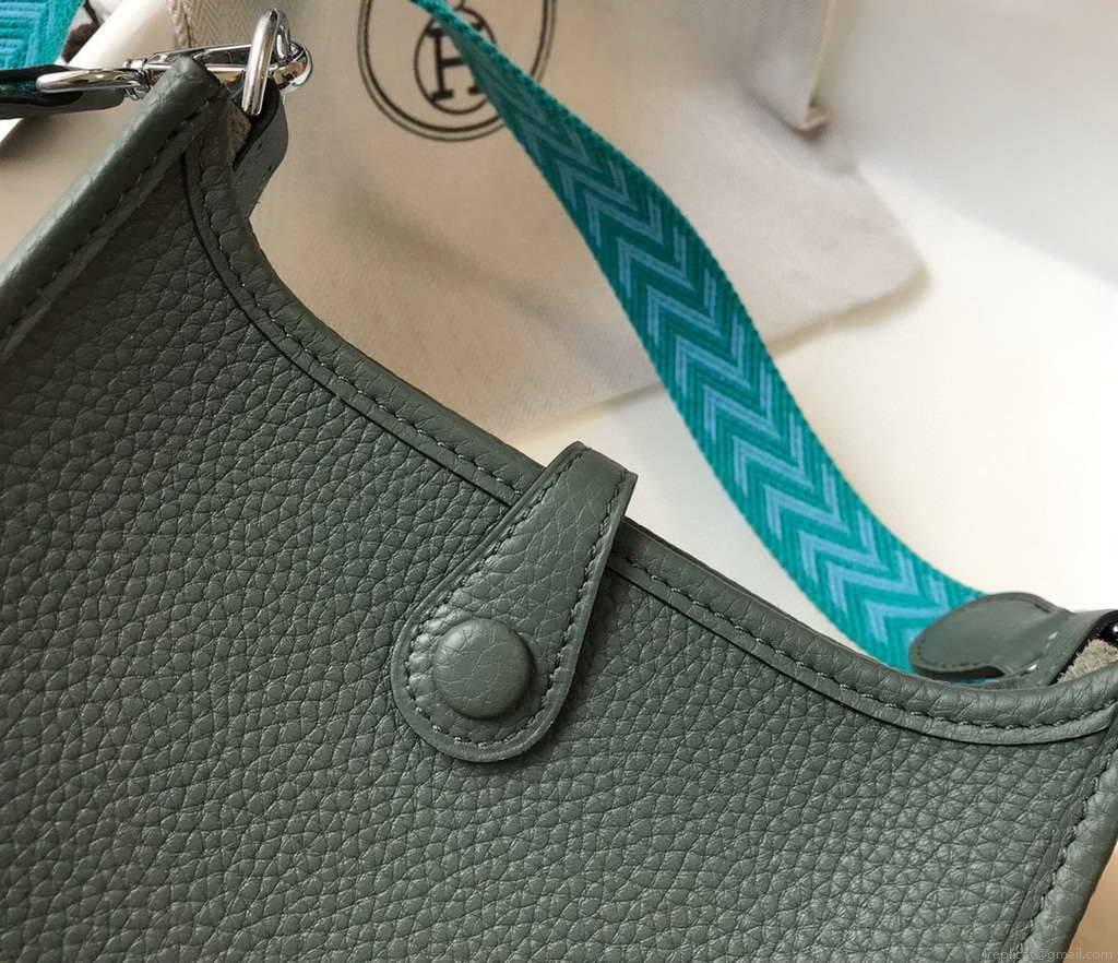 Hermes Evelyne Bag Hermes Mini Crossbody Bag 20412 Silver Buckle Dark Green