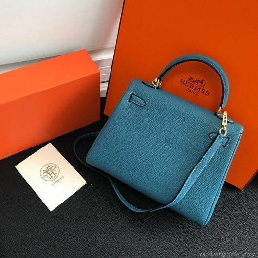 Hermes Kelly Danse 20310 Designer Tote Shoulder Strap Bag Blue