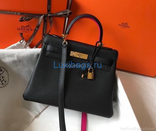 Hermes Kelly Danse 20318 Designer Tote Shoulder Strap Bag 28 32cm Black