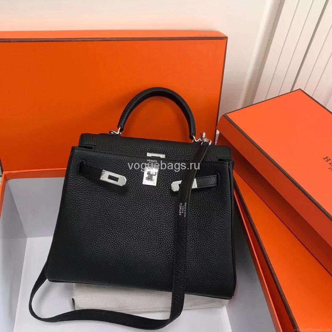 Hermes Kelly Danse 20318 Designer Tote Shoulder Strap Bag 28 32cm Black