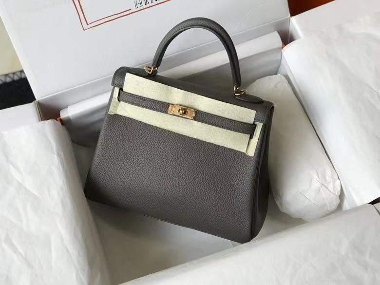 Hermes Kelly Danse 28cm of Togo Leather Bag 20339 Pewter Grey