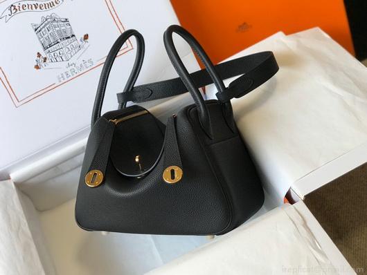Hermes Lindy 26cm Designer Tote Shoulder Bags Black