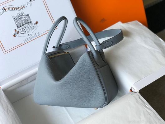 Hermes Lindy 26cm Designer Tote Shoulder Bags Blue Gold