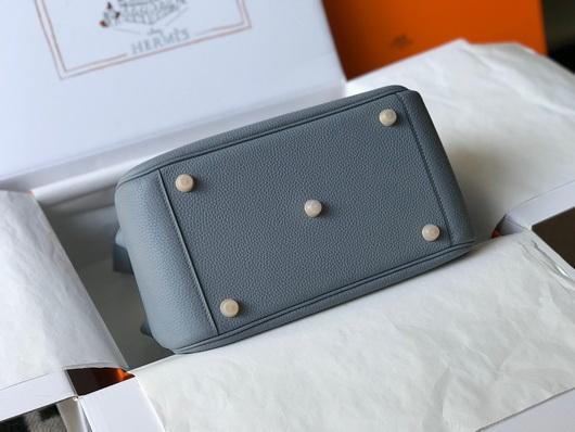 Hermes Lindy 26cm Designer Tote Shoulder Bags Blue Gold