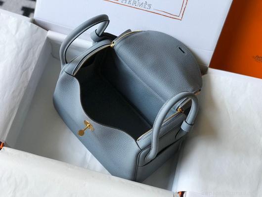Hermes Lindy 26cm Designer Tote Shoulder Bags Blue Gold