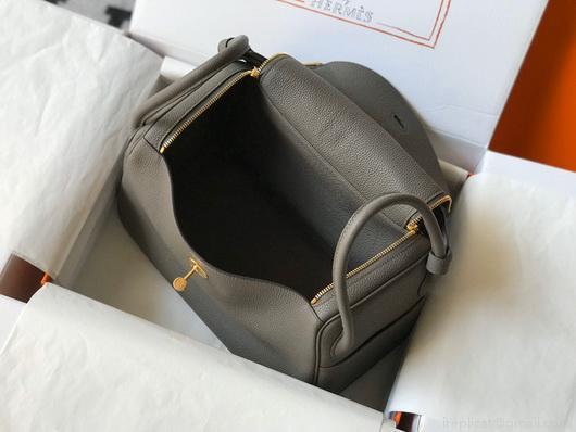 Hermes Lindy 26cm Designer Tote Shoulder Bags Gray Gold