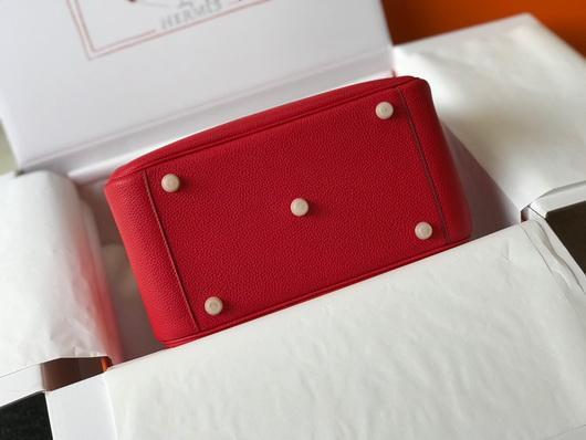 Hermes Lindy 26cm Designer Tote Shoulder Bags Red Gold