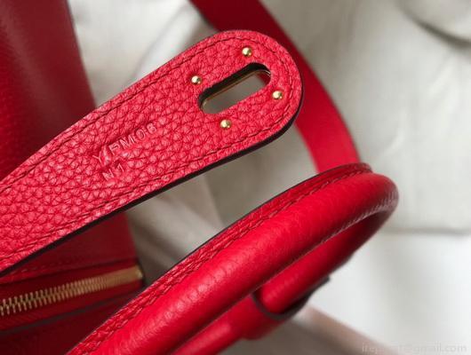 Hermes Lindy 26cm Designer Tote Shoulder Bags Red Gold