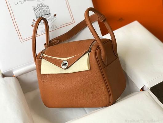 Hermes Lindy 26cm Designer Tote Shoulder Bags Tan
