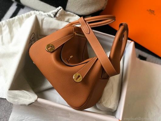 Hermes Lindy 26cm Designer Tote Shoulder Bags Tan