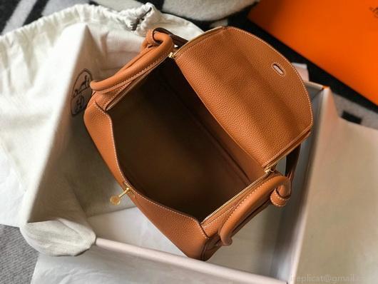 Hermes Lindy 26cm Designer Tote Shoulder Bags Tan