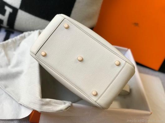 Hermes Lindy 26cm Designer Tote Shoulder Bags Wihte Gold