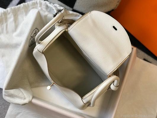 Hermes Lindy 26cm Designer Tote Shoulder Bags Wihte Gold