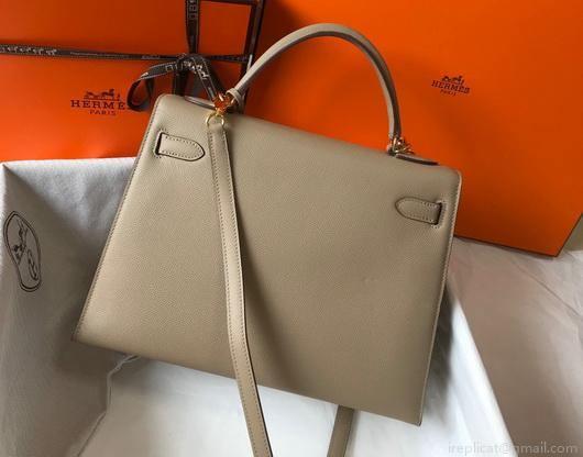 Hermes Sellier Kelly 28cm of Epsom Leather Bag 20331 Gray