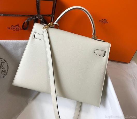Hermes Sellier Kelly 28cm of Epsom Leather Bag 20333 White