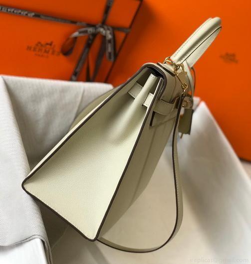 Hermes Sellier Kelly 28cm of Epsom Leather Bag 20333 White