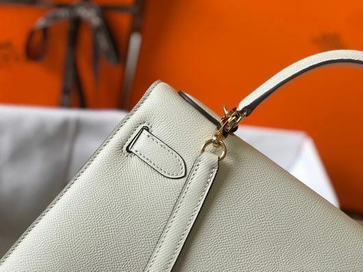 Hermes Sellier Kelly 28cm of Epsom Leather Bag 20333 White