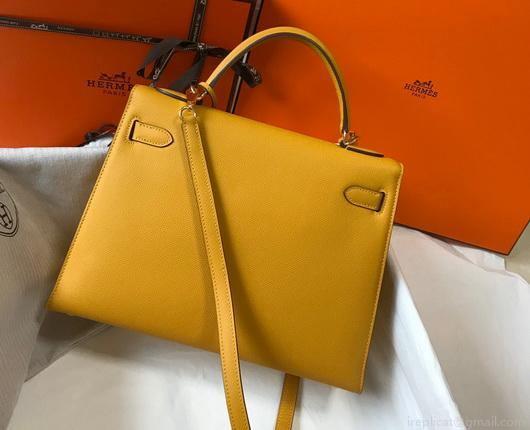Hermes Sellier Kelly 28cm of Epsom Leather Bag 20334 Yellow