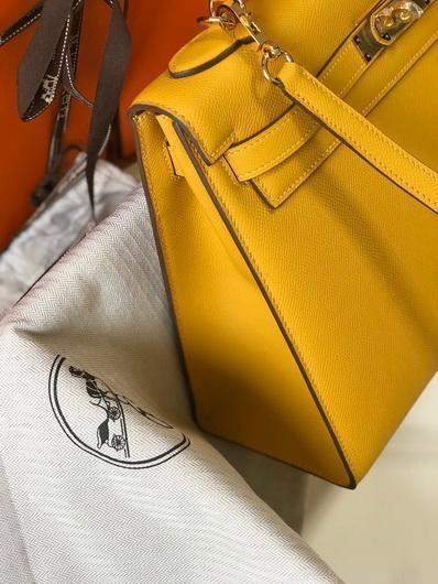 Hermes Sellier Kelly 28cm of Epsom Leather Bag 20334 Yellow