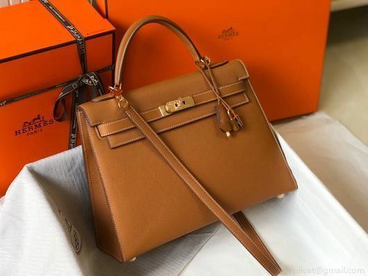 Hermes Sellier Kelly 28cm of Epsom Leather Bag 20335 Tan