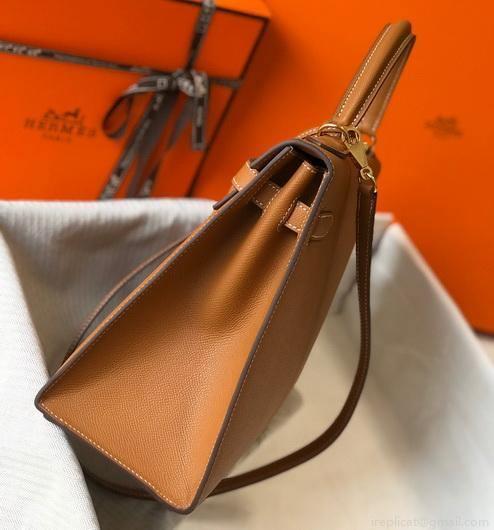 Hermes Sellier Kelly 28cm of Epsom Leather Bag 20335 Tan