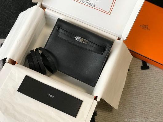 Hermes Kelly 22cm of Danse Leather Bag 20350 Black