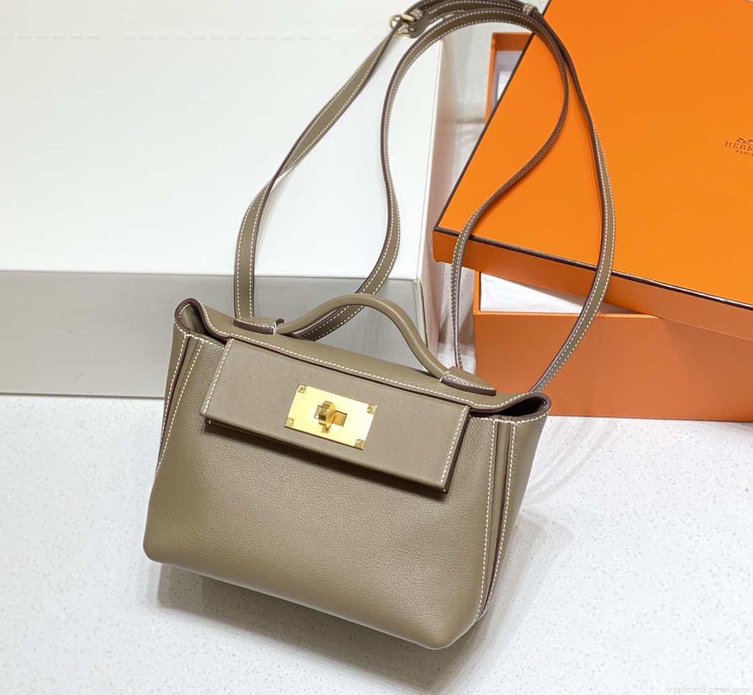 Hermes Mini Kelly 2424 Leather 21cm H230265 Elephant gray