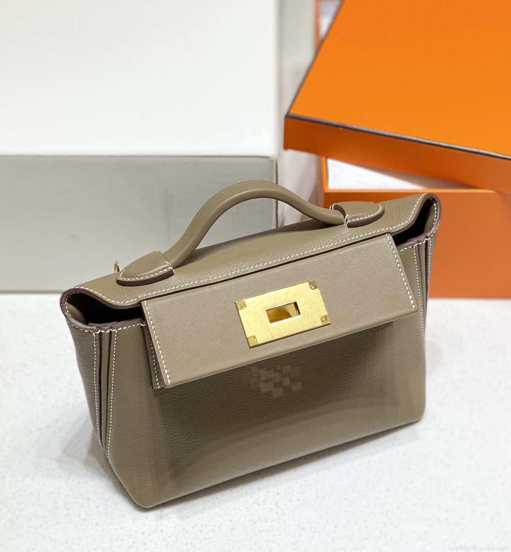 Hermes Mini Kelly 2424 Leather 21cm H230265 Elephant gray