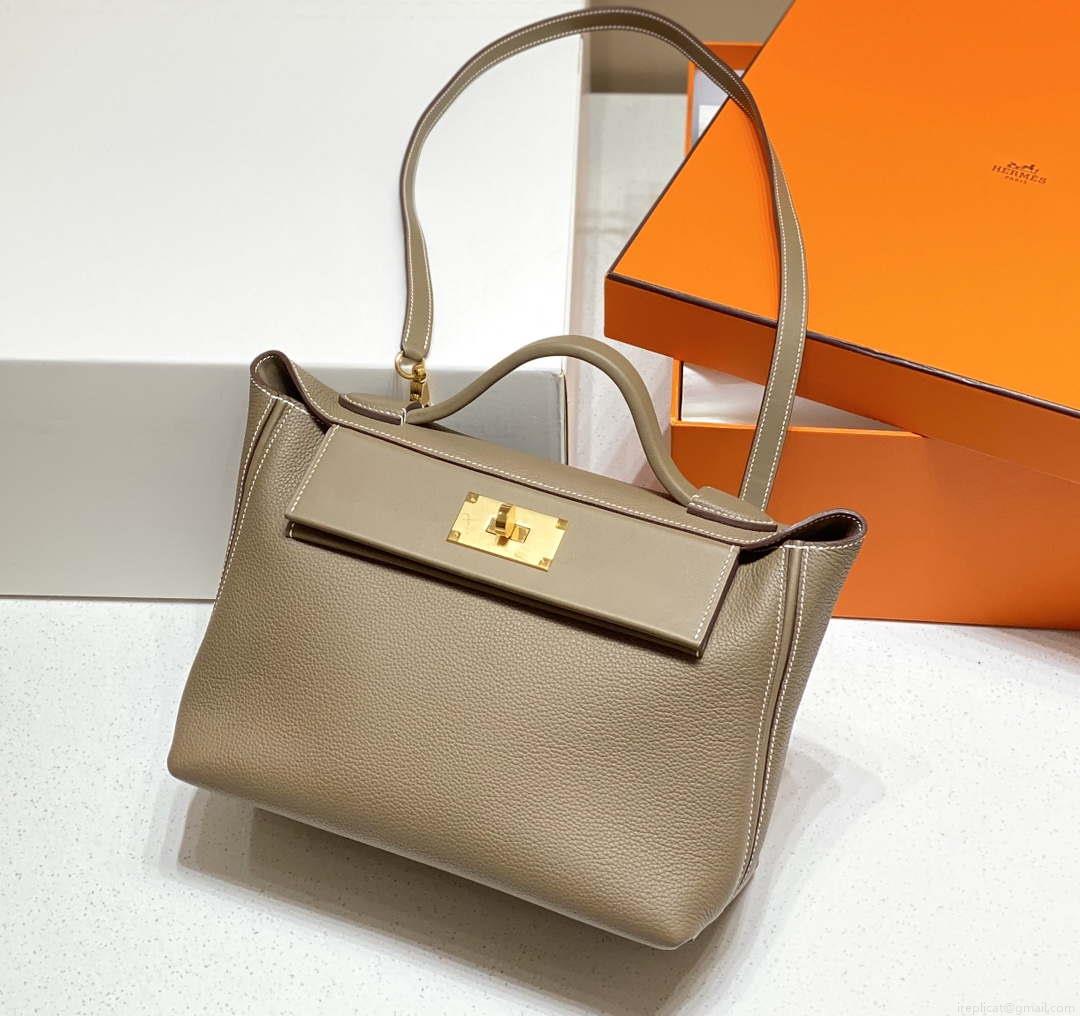 Hermes Kelly 2424 Leather 29cm H230267 Elephant gray Shoulder bag
