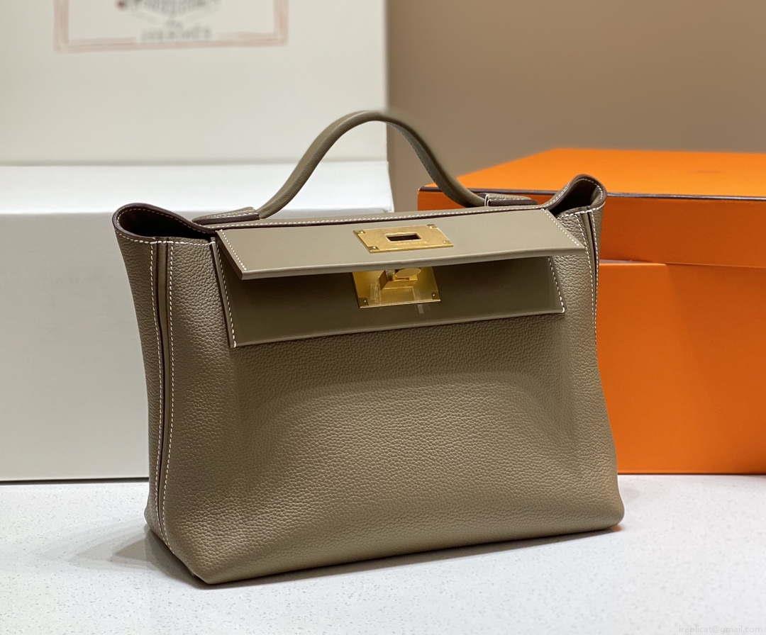 Hermes Kelly 2424 Leather 29cm H230267 Elephant gray Shoulder bag