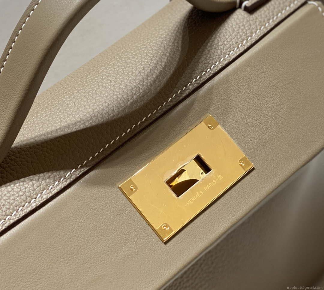 Hermes Kelly 2424 Leather 29cm H230267 Elephant gray Shoulder bag