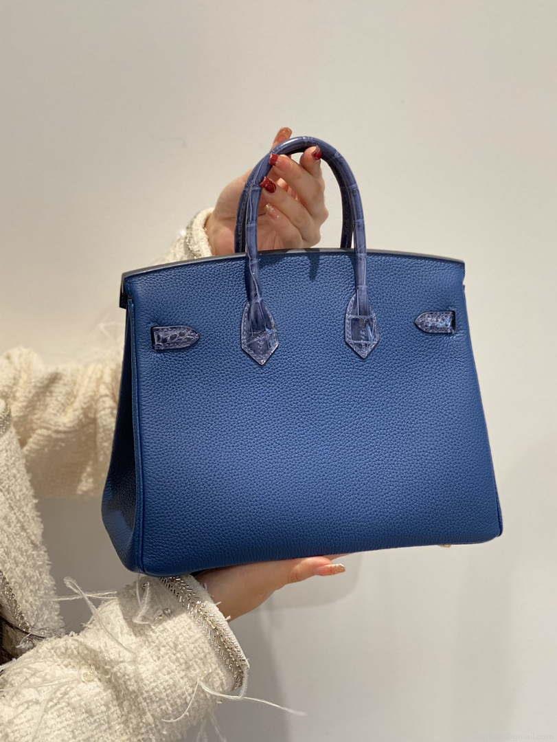Hermes Birkin Tote Bag Togo Leather With High Gloss Nile Crocodile Emerald H28811