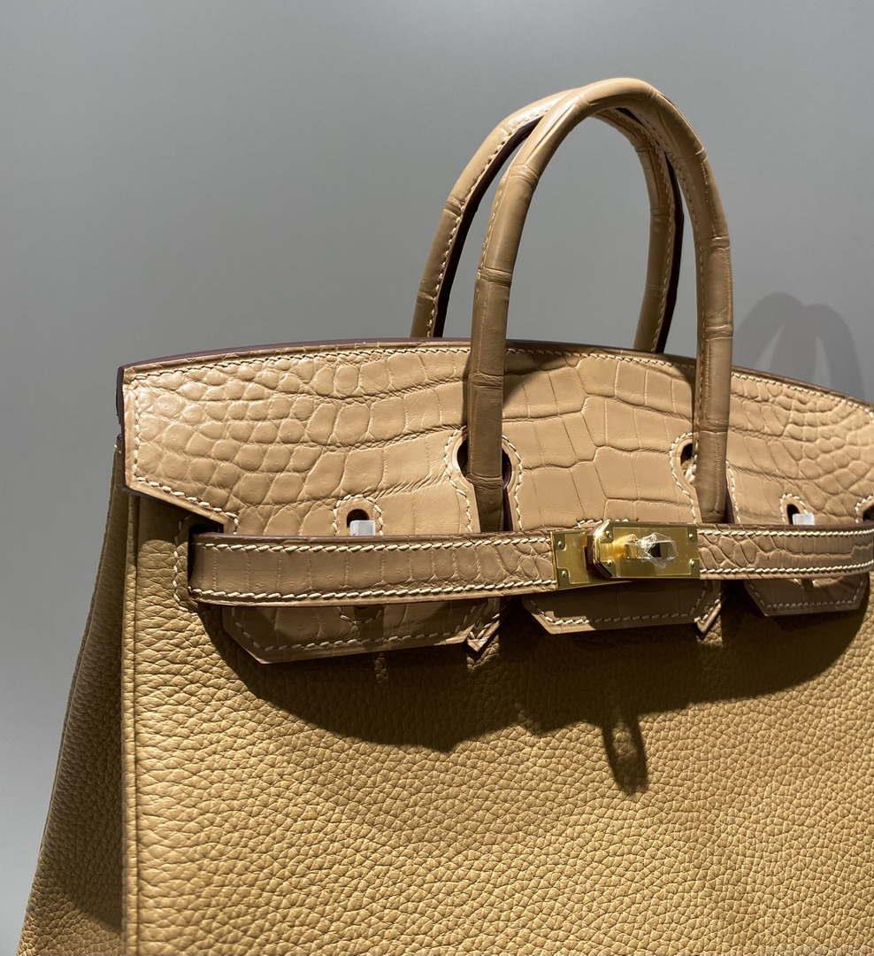 Hermes Birkin Tote Bag Togo Leather With High Gloss Nile Crocodile Emerald H28816