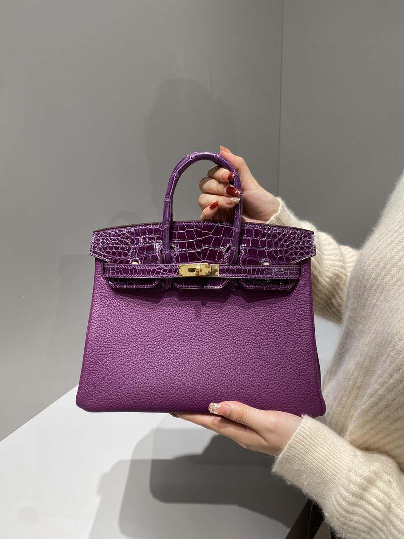 Hermes Birkin Tote Bag Togo Leather With High Gloss Nile Crocodile Emerald H28817