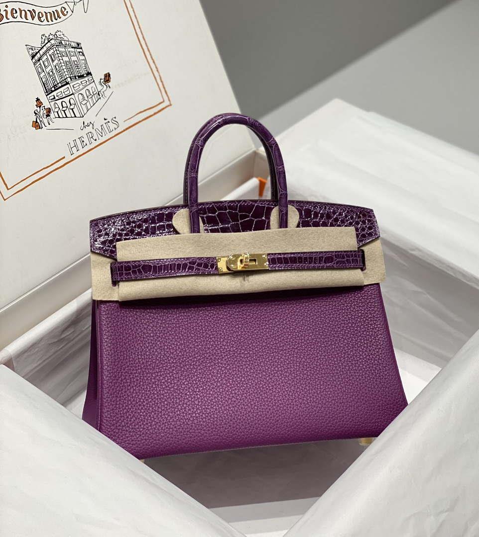 Hermes Birkin Tote Bag Togo Leather With High Gloss Nile Crocodile Emerald H28817
