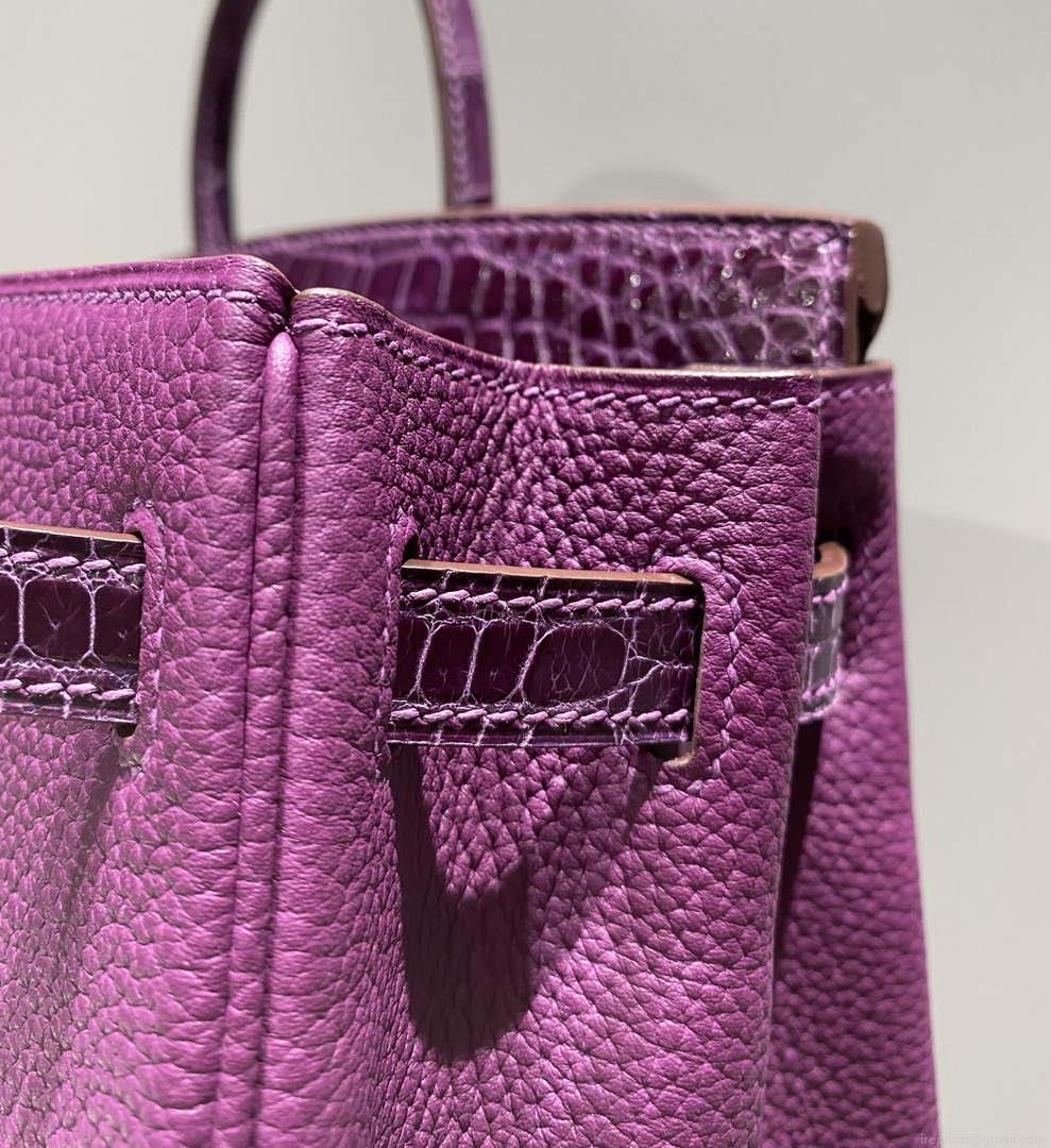 Hermes Birkin Tote Bag Togo Leather With High Gloss Nile Crocodile Emerald H28817