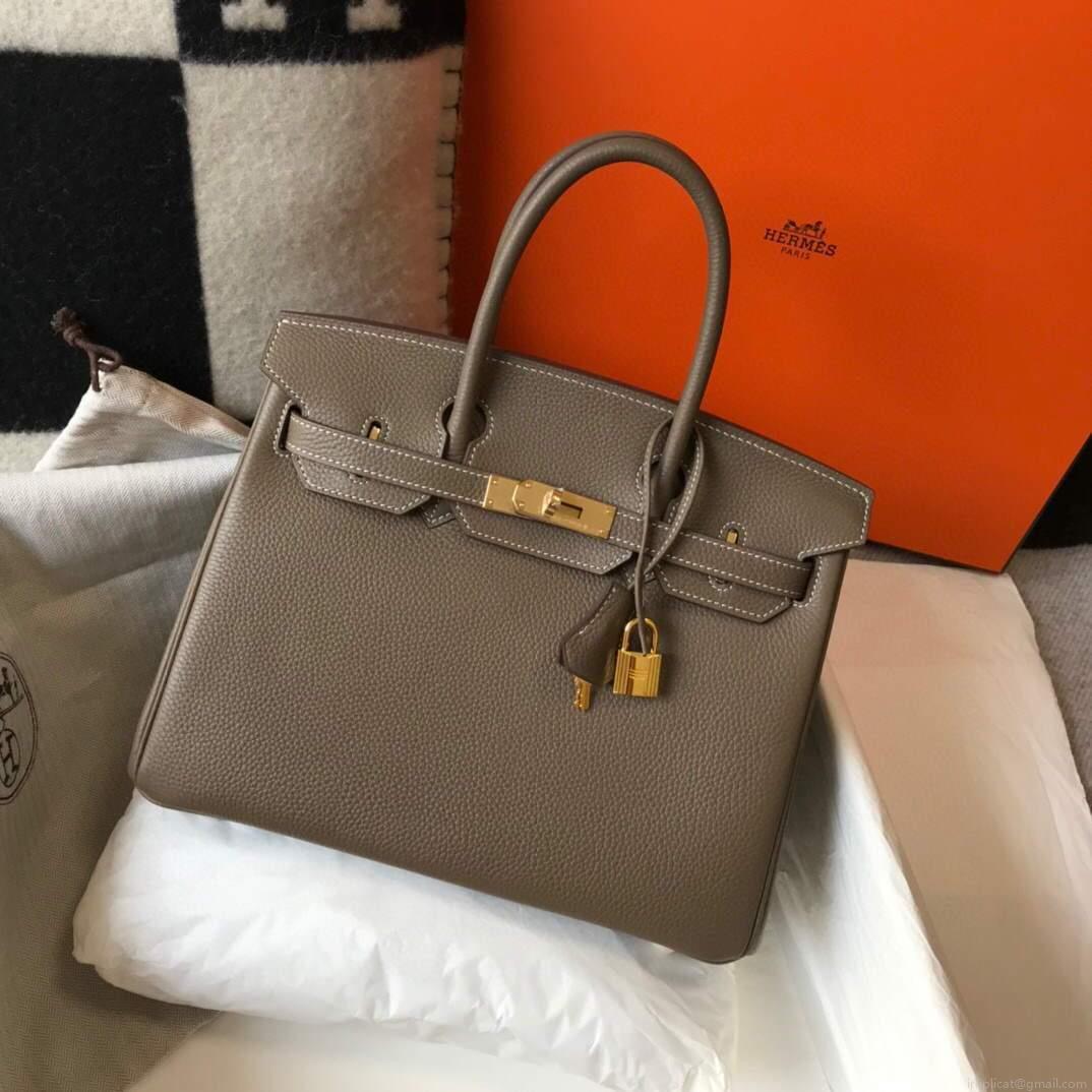 Hermes Birkin Designer Tote Bag Togo Leather 28333 Elephant Grey