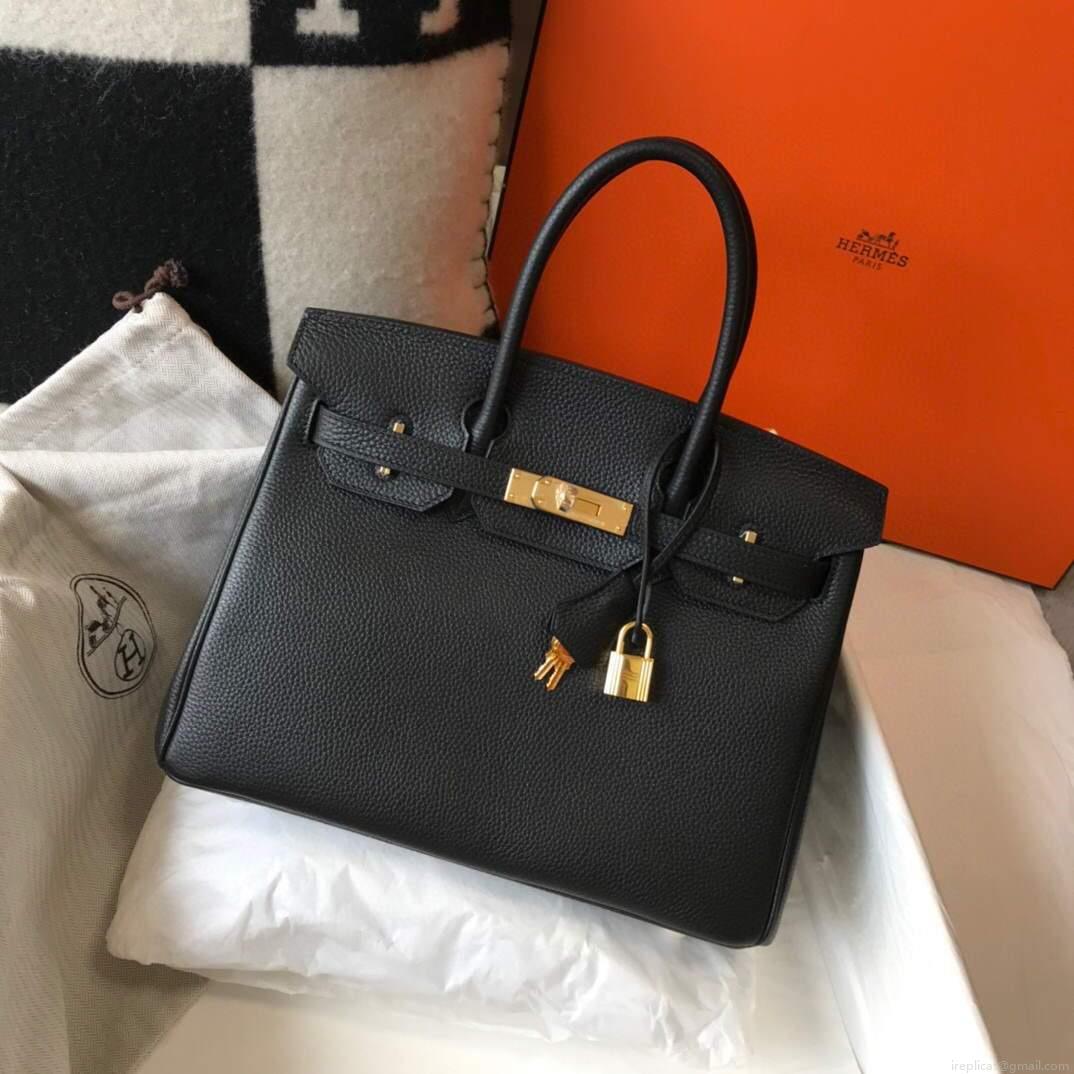 Hermes Birkin Designer Tote Bag Togo Leather 28334 Black