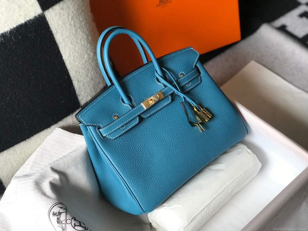 Hermes Birkin Designer Tote Bag Togo Leather 28336 Blue