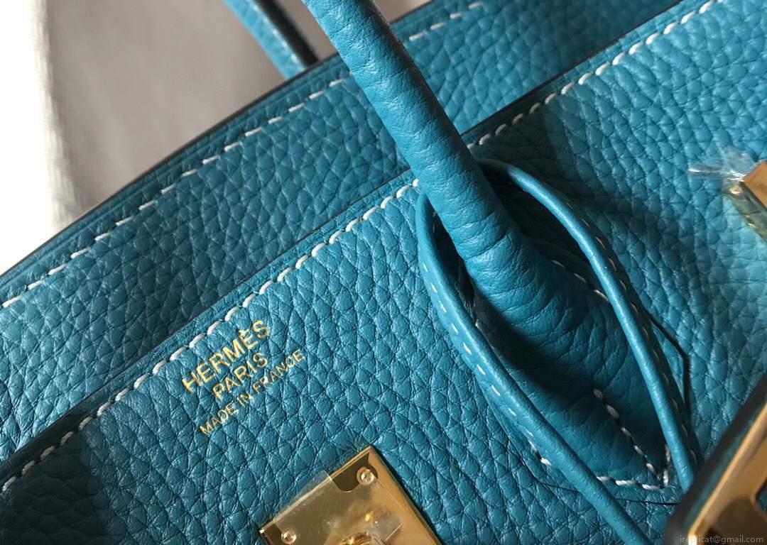 Hermes Birkin Designer Tote Bag Togo Leather 28336 Blue