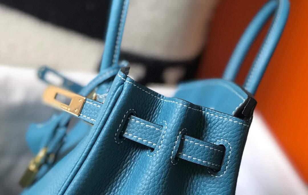 Hermes Birkin Designer Tote Bag Togo Leather 28336 Blue