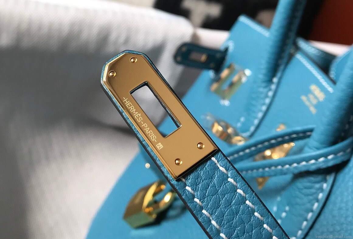 Hermes Birkin Designer Tote Bag Togo Leather 28336 Blue