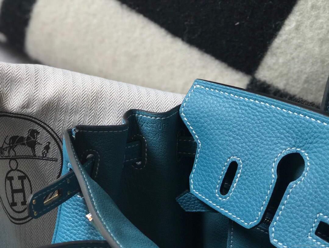 Hermes Birkin Designer Tote Bag Togo Leather 28336 Blue