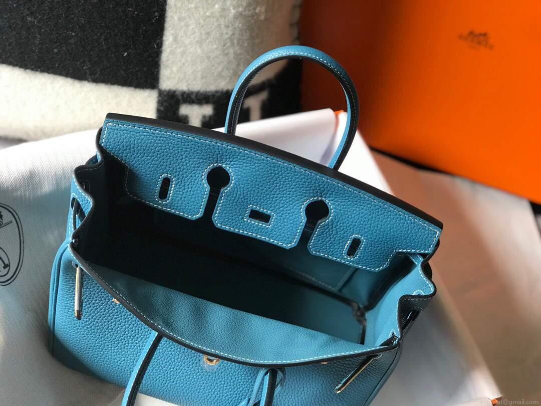 Hermes Birkin Designer Tote Bag Togo Leather 28336 Blue