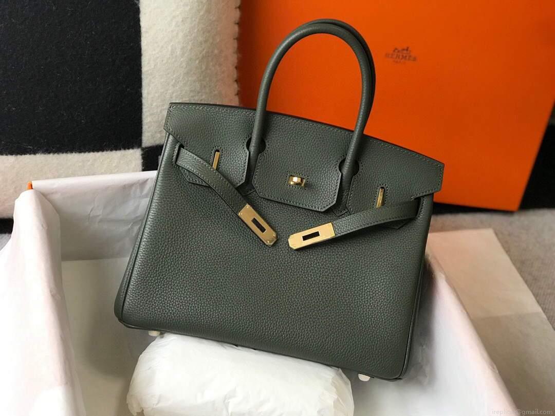 Hermes Birkin Designer Tote Bag Togo Leather 28337 Dark Green