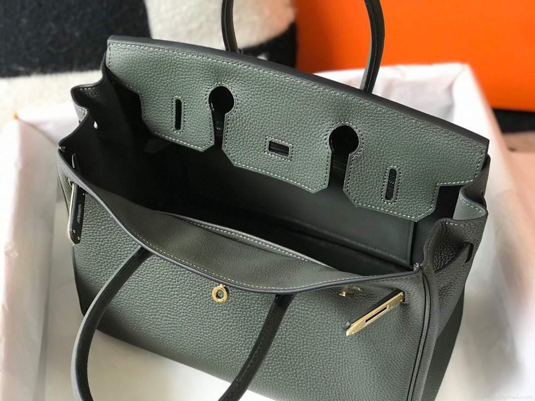 Hermes Birkin Designer Tote Bag Togo Leather 28337 Dark Green