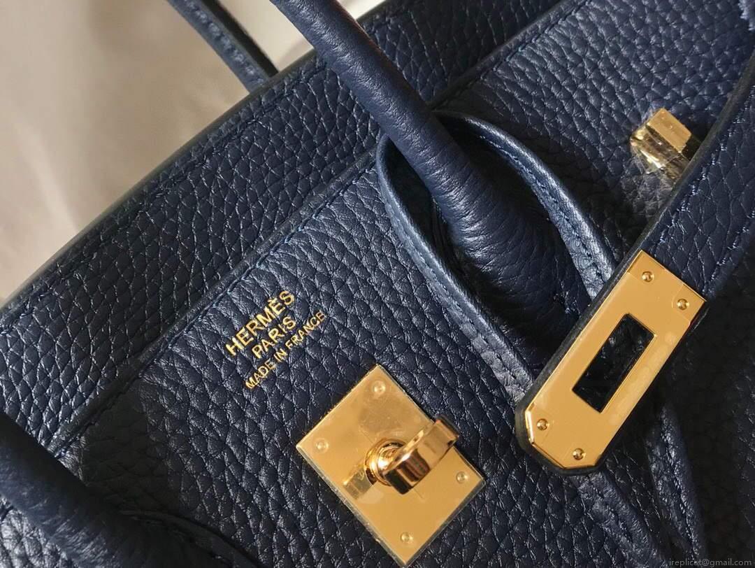 Hermes Birkin Designer Tote Bag Togo Leather 28341 Dark Blue