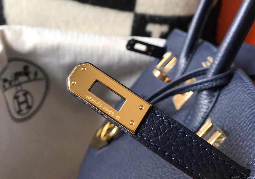 Hermes Birkin Designer Tote Bag Togo Leather 28341 Dark Blue