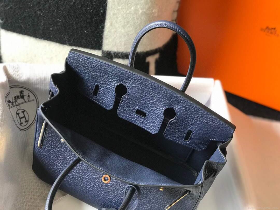 Hermes Birkin Designer Tote Bag Togo Leather 28341 Dark Blue